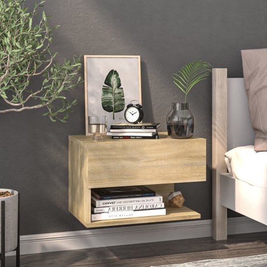 Set van 2 nachtkastjes - hangend - 46x30 cm - sonoma eikenkleurig - Afbeelding 5