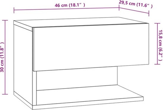 Set van 2 nachtkastjes - hangend - 46x30 cm - sonoma eikenkleurig - Afbeelding 8