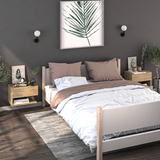 Set van 2 nachtkastjes - hangend - 46x30 cm - sonoma eikenkleurig - Afbeelding 10