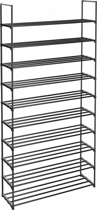 Schoenenrek – 10 niveaus - hoogte 206 cm - 50 paar schoenen – Zwart - LSA10B
