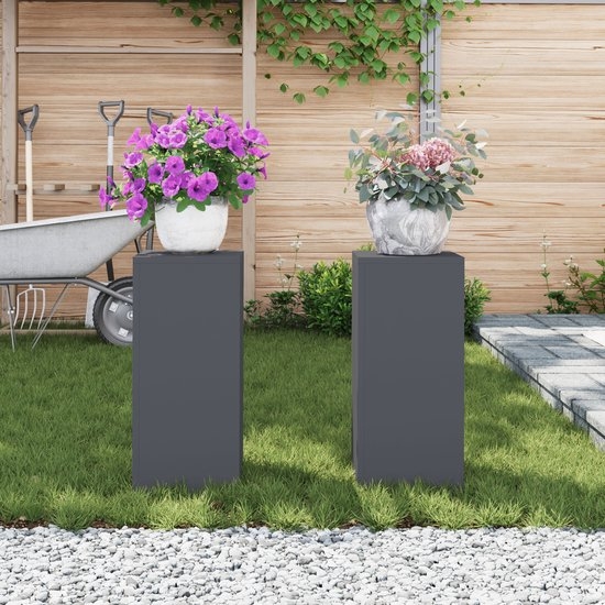 set van 2 Plantenstandaard - plantentafel - hoogte - metaal - antraciet - 24x24x55cm - Afbeelding 11