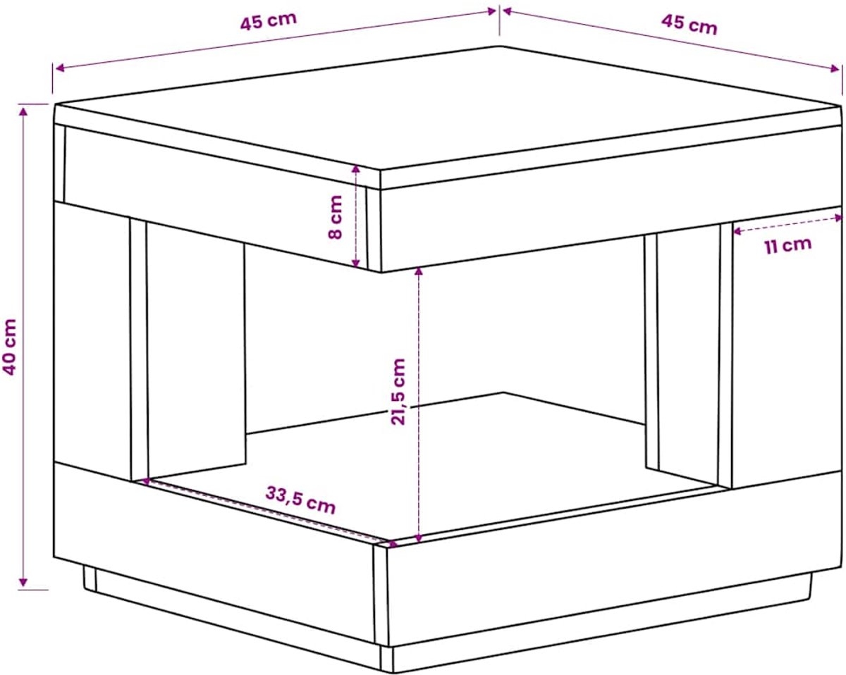 Salontafel - 45x45x40 - cm - massief - acaciahout - bruin - Afbeelding 13