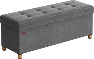 Poef met opbergruimte - zitbank - hocker - lengte 110 cm - opbergbox met pootjes - donkergrijs - LSF018G