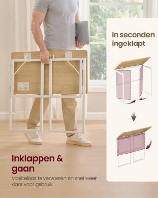 Klein bureau - inklapbaar - computertafel - tafelblad uit één stuk - 80 x 40 cm - natuurlijke eikenkleuren