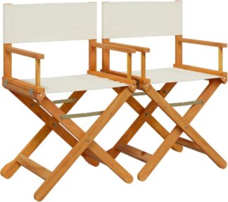 Set van 2 regisseursstoelen - inklapbaar - hout - stof - crèmewit en bruin