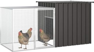 Kippenhok - 200x91x100 - cm - gegalvaniseerd - staal - antracietkleurig