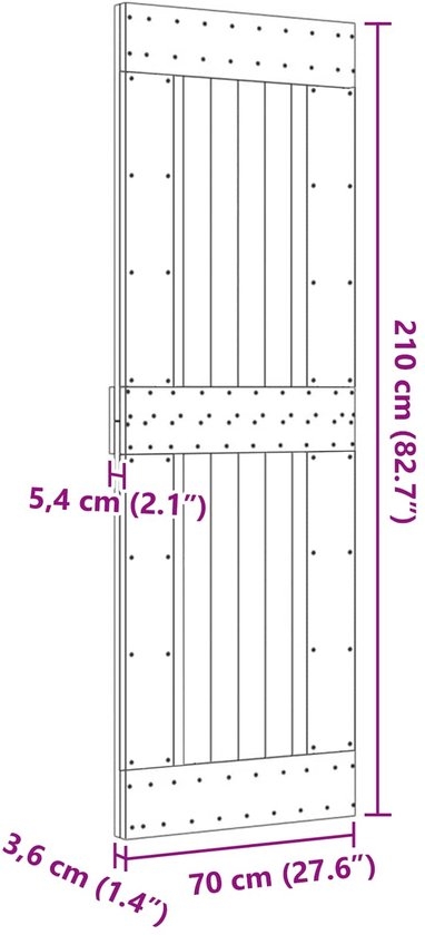 Vlakke binnendeur - deur 70x210cm - Massief grenenhout - onbenandeld - Afbeelding 7
