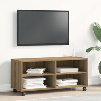 TV meubel - tvkast - lengte 90 cm - bruin - hout - met opbergruimte - 90x35x40.5 cm -