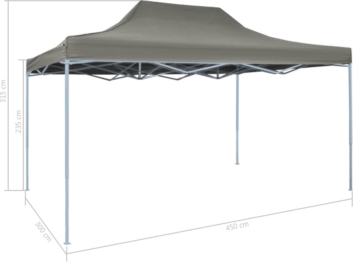 Partytent - paviljoen - pop-up - inklapbaar - 3x4,5 meter - antraciet