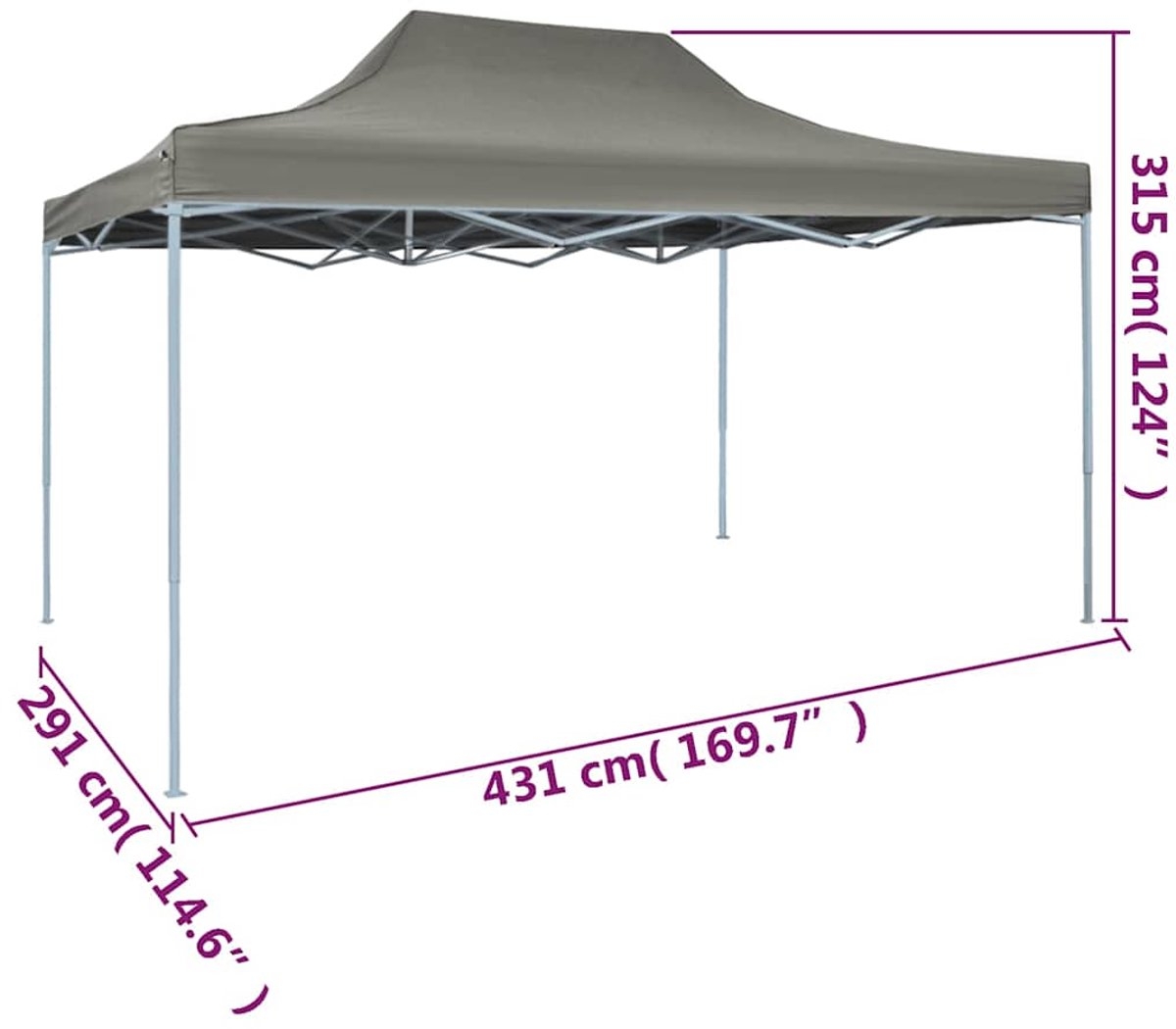 Partytent - paviljoen - pop-up - inklapbaar - 3x4,5 meter - antraciet - Afbeelding 15