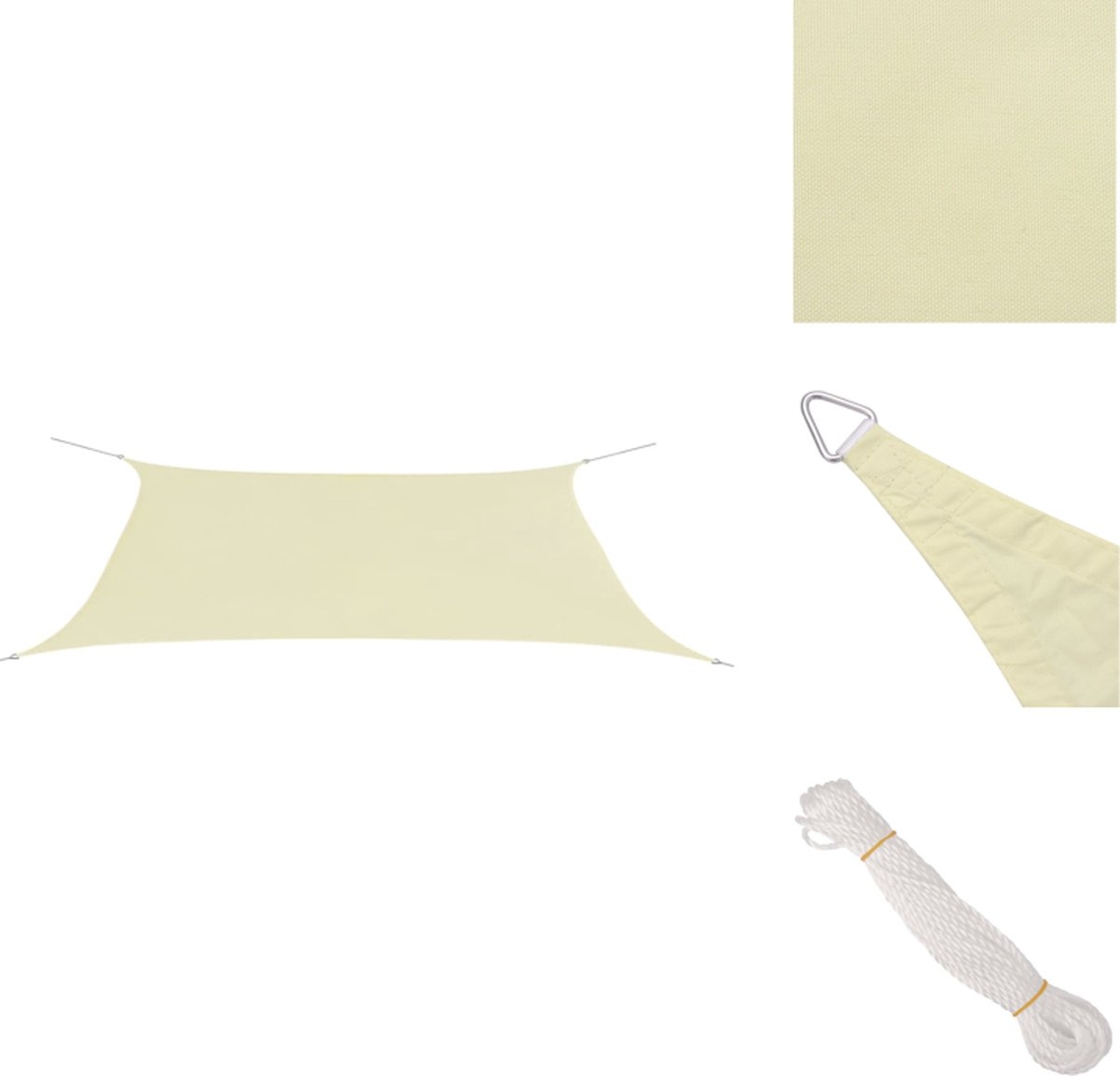Schaduwdoek - Zonnescherm - rechthoekig - 4x6 meter - oxford stof - crème - Afbeelding 10