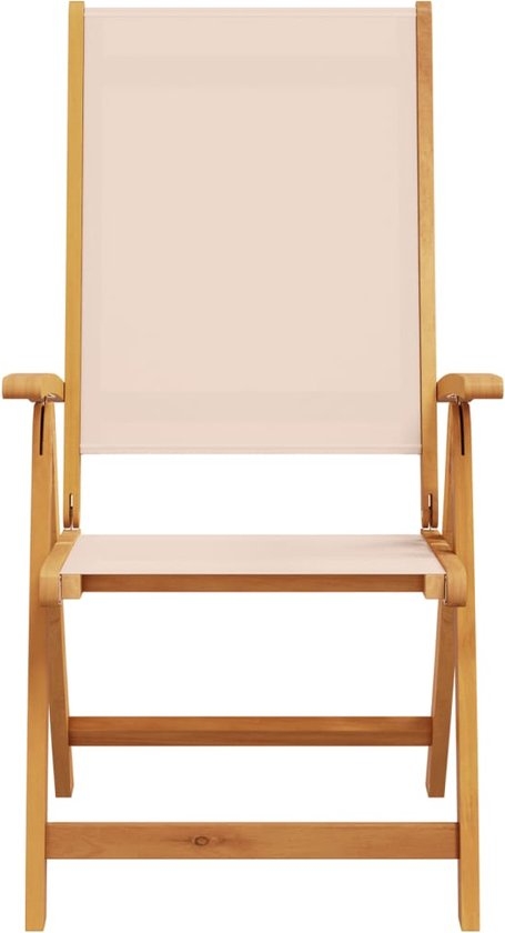 set van 2 Tuinstoelen - houten stoelen - opklapbaar - massief acaciahout - bruin met beige - Afbeelding 4