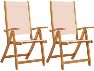set van 2 Tuinstoelen - houten stoelen - opklapbaar - massief acaciahout - bruin met beige