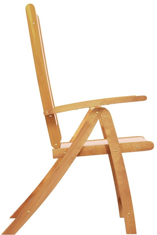 set van 2 Tuinstoelen - houten stoelen - opklapbaar - massief acaciahout - bruin met beige - Afbeelding 6