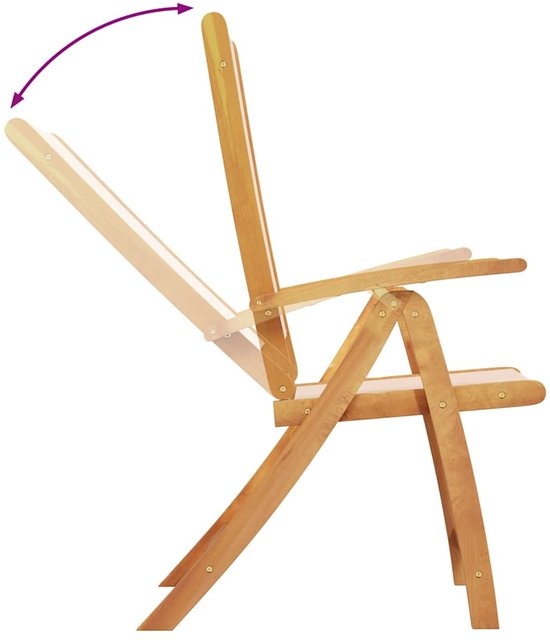 set van 2 Tuinstoelen - houten stoelen - opklapbaar - massief acaciahout - bruin met beige - Afbeelding 8