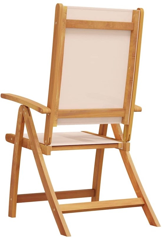 set van 2 Tuinstoelen - houten stoelen - opklapbaar - massief acaciahout - bruin met beige - Afbeelding 10