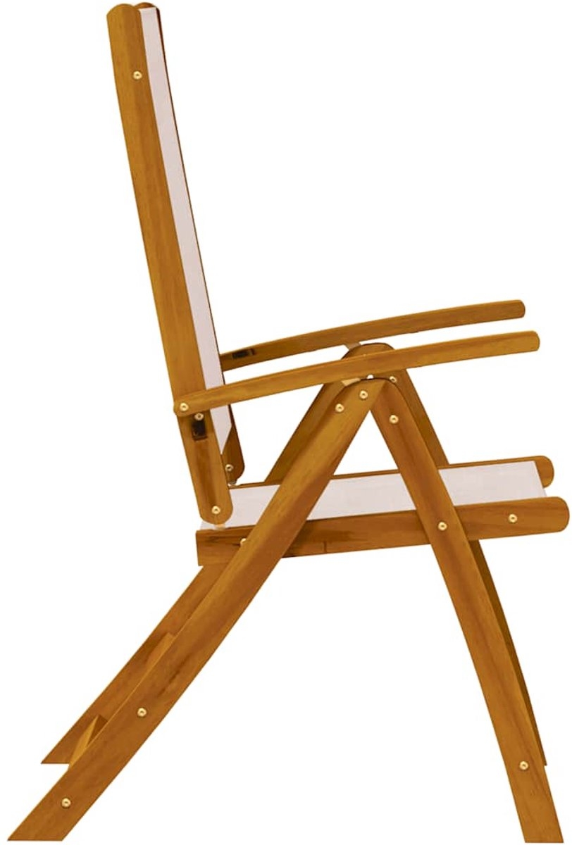 set van 2 Tuinstoelen - houten stoelen - opklapbaar - massief acaciahout - bruin met beige - Afbeelding 11