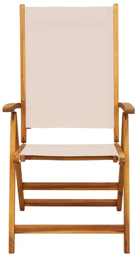 set van 2 Tuinstoelen - houten stoelen - opklapbaar - massief acaciahout - bruin met beige - Afbeelding 16