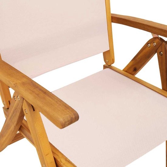 set van 2 Tuinstoelen - houten stoelen - opklapbaar - massief acaciahout - bruin met beige - Afbeelding 19