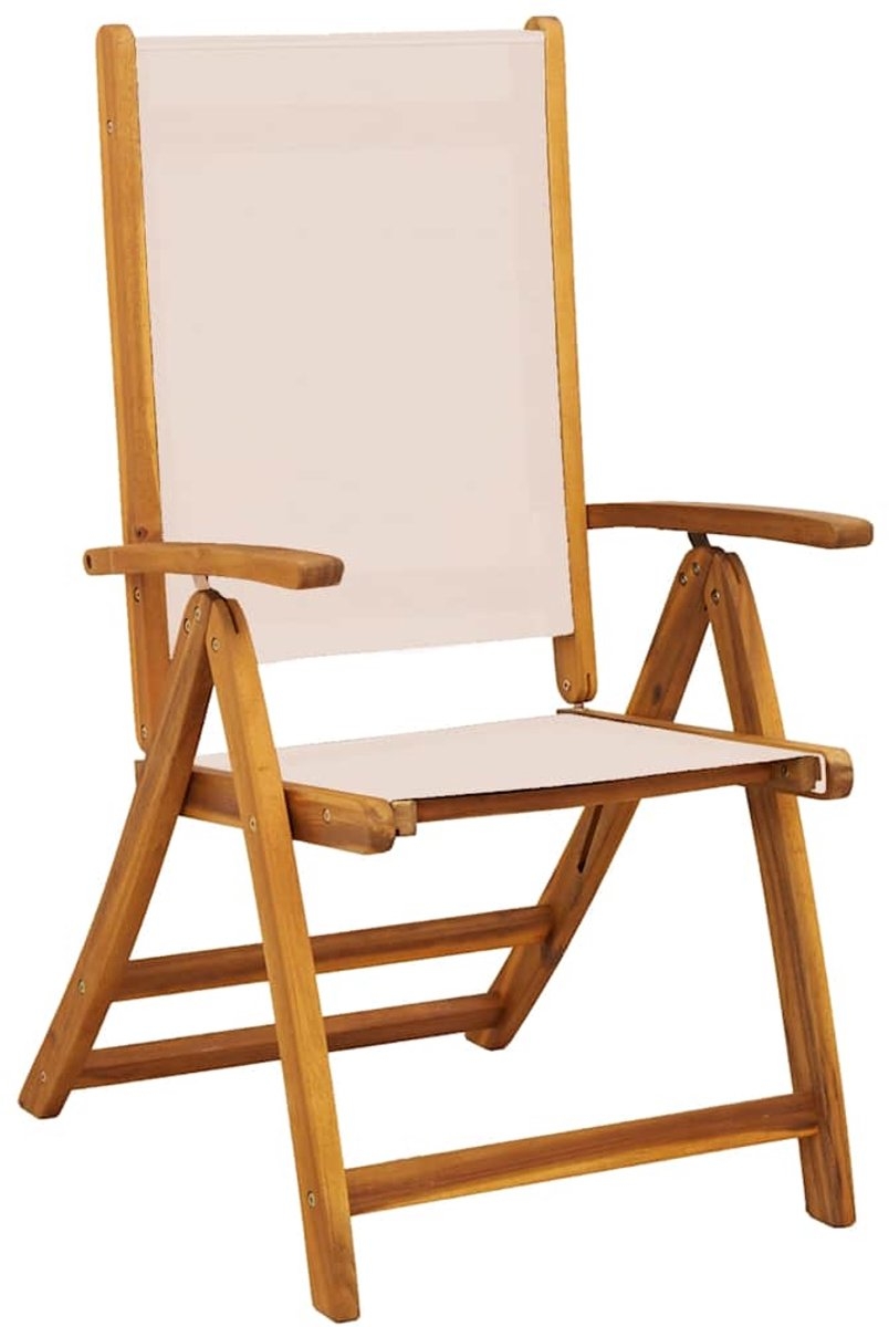 set van 2 Tuinstoelen - houten stoelen - opklapbaar - massief acaciahout - bruin met beige - Afbeelding 20