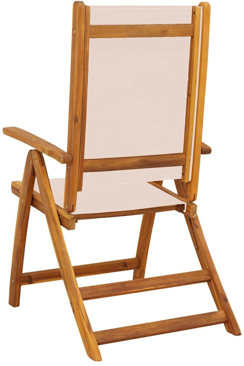 set van 2 Tuinstoelen - houten stoelen - opklapbaar - massief acaciahout - bruin met beige - Afbeelding 21
