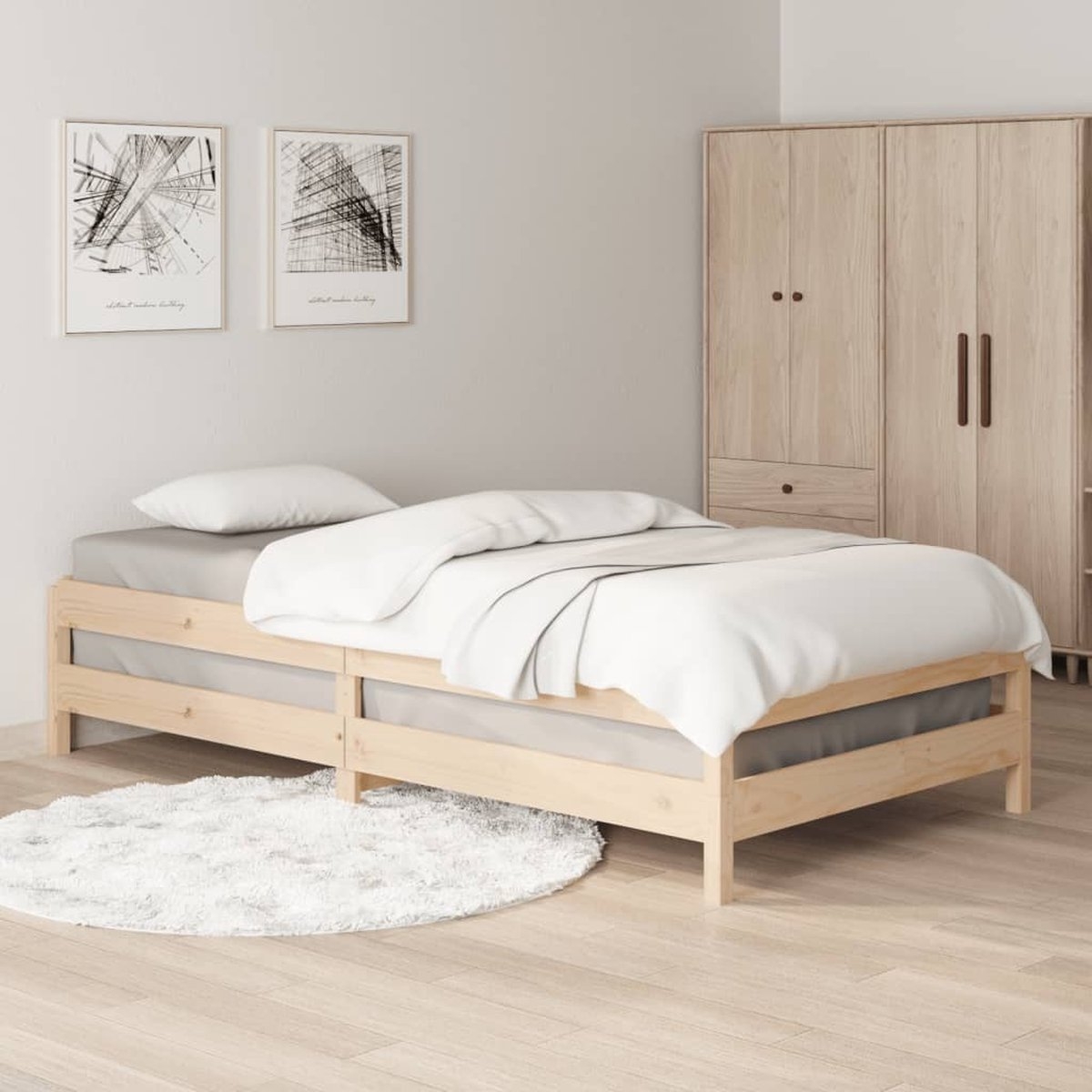 Eenpersoonsbed - 90x190 - cm - massief grenenhout - met lattenbodem - Afbeelding 4