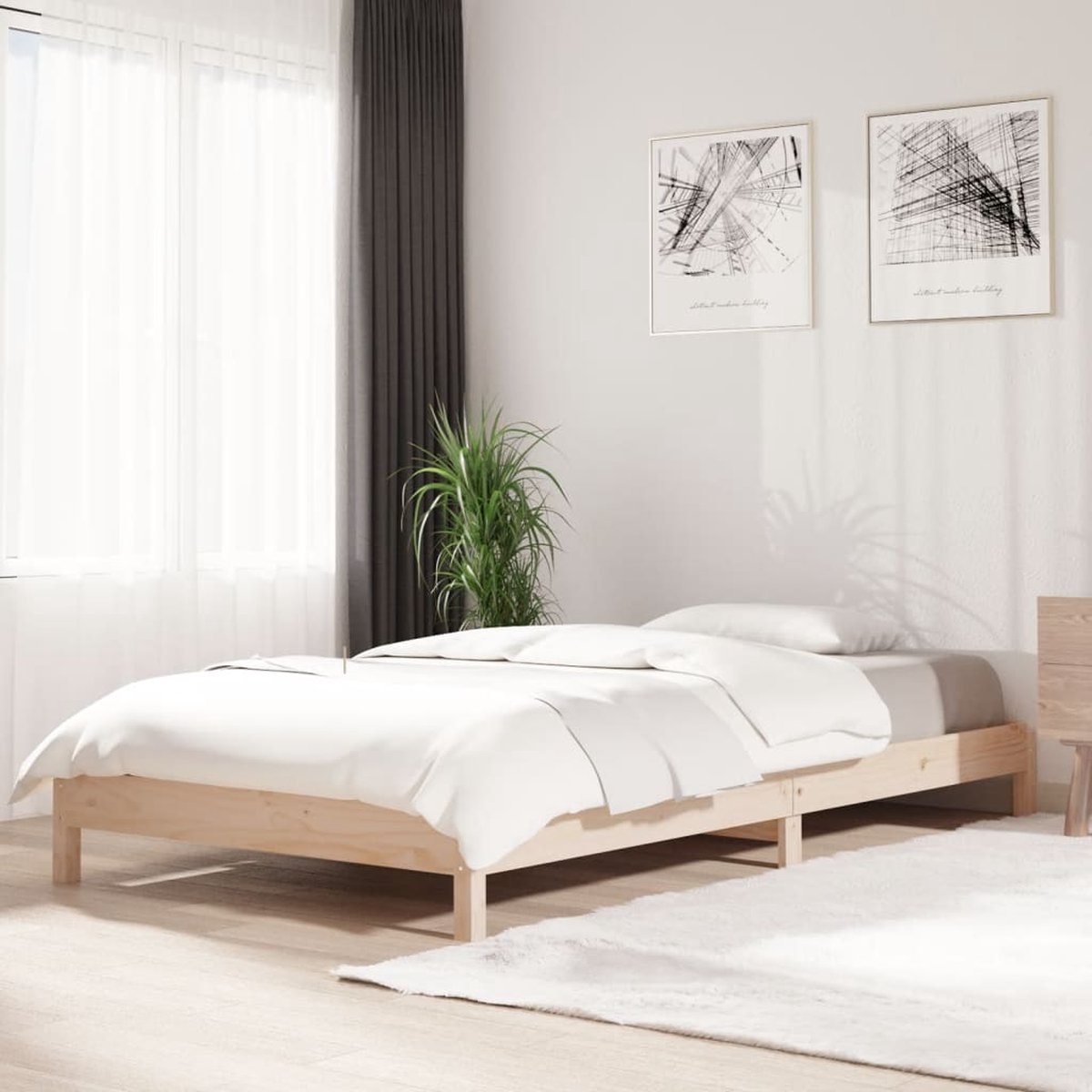 Eenpersoonsbed - 90x190 - cm - massief grenenhout - met lattenbodem - Afbeelding 5