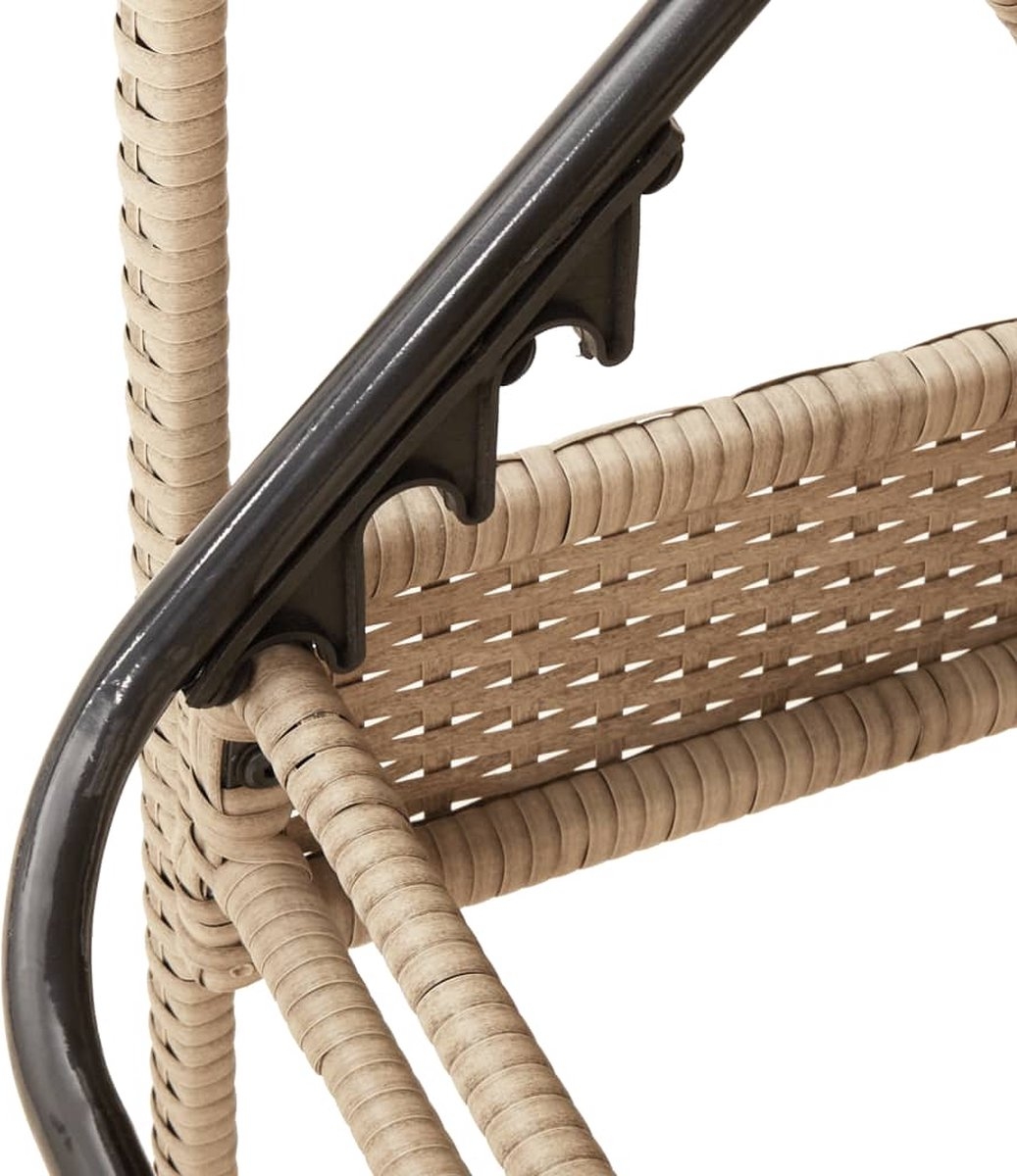 Ligbed met kussen - loungestoel - zonnebed - lengte 200 cm polyrattan - beige - Afbeelding 6