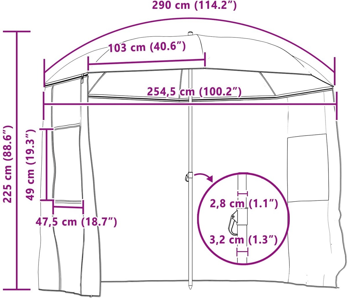 Visparaplu - karperparaplu - umbrella - 290x225 cm - Oxford Polyester - Camouflage - Afbeelding 10