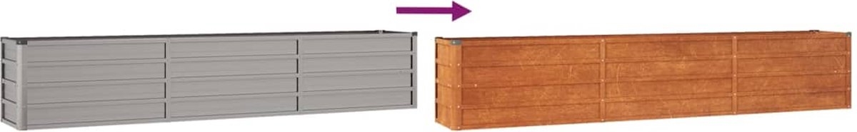 Plantenbak - bloempot XL lengte 240 cm - hoogte 40 cm - cortenstaal - roestkleur - Afbeelding 4