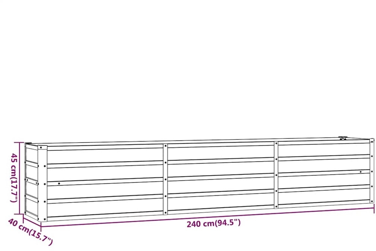 Plantenbak - bloempot XL lengte 240 cm - hoogte 40 cm - cortenstaal - roestkleur - Afbeelding 12
