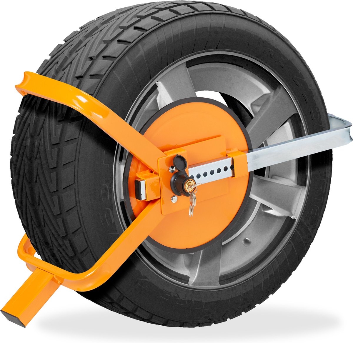Wielklem - voor 13-15 inch wiel - auto - caravan - aanhanger - geel