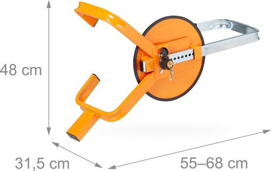 Wielklem - voor 13-15 inch wiel - auto - caravan - aanhanger - geel - Afbeelding 4