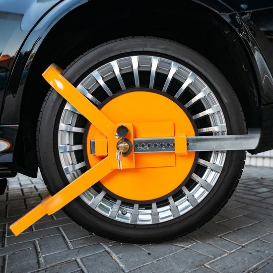 Wielklem - voor 13-15 inch wiel - auto - caravan - aanhanger - geel - Afbeelding 6