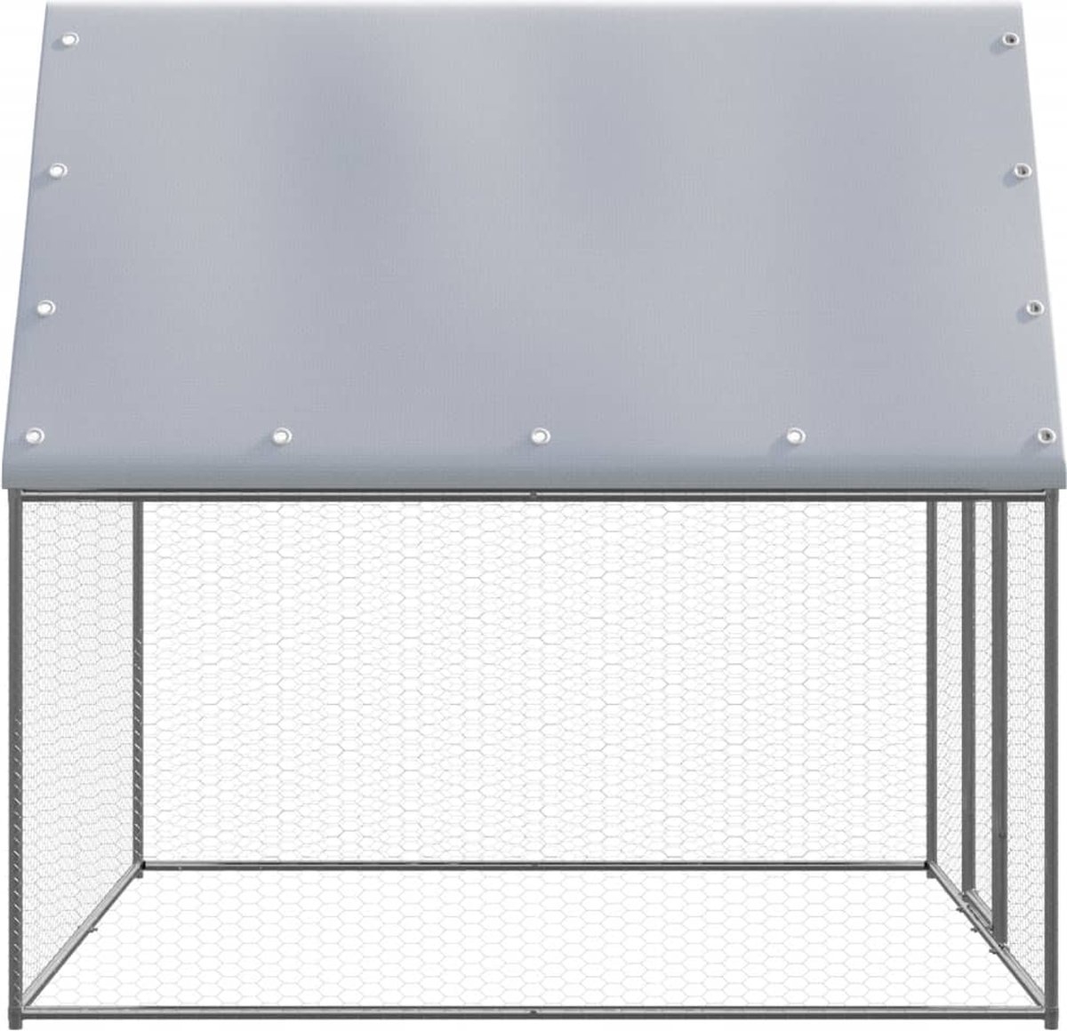 Kippenhok - kippenren - kippenkooi - 2x2x2 meter - gegalvaniseerd staal - zilver met grijs - Afbeelding 2
