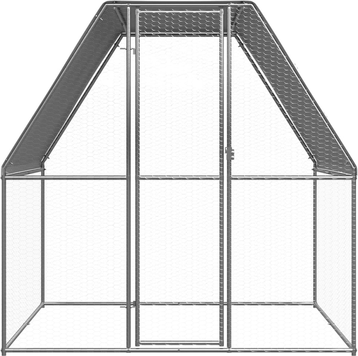 Kippenhok - kippenren - kippenkooi - 2x2x2 meter - gegalvaniseerd staal - zilver met grijs - Afbeelding 5