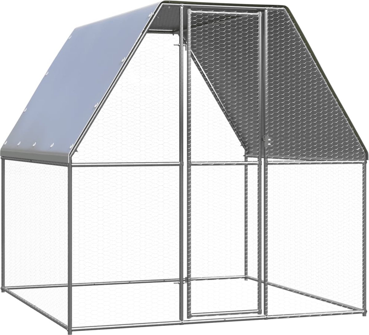 Kippenhok - kippenren - kippenkooi - 2x2x2 meter - gegalvaniseerd staal - zilver met grijs