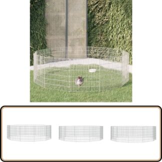 Puppyren - kleine dierenren - dierenverblijf - 12 panelen van 54x60 - cm - gegalvaniseerd ijzer