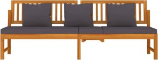Tuinbank - ligbed - dagbed - lengte 200 cm - met kussens - 200x60x75 cm - massief acaciahout
