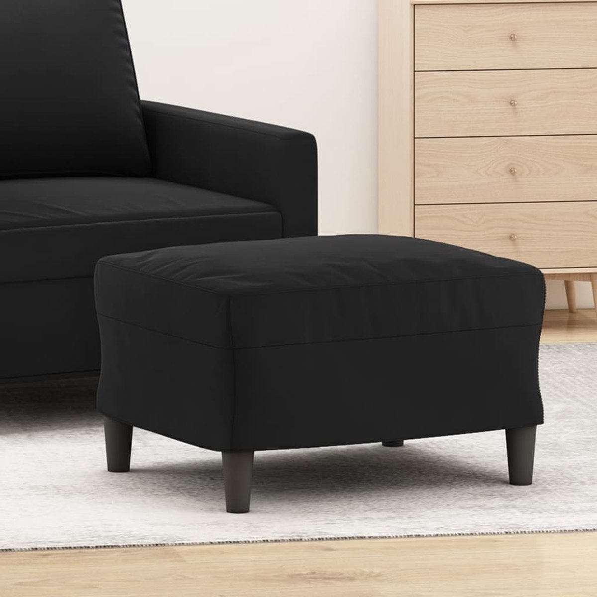 Voetenbank - krukje - 60x50x41 - cm - fluweel - zwart - Afbeelding 7