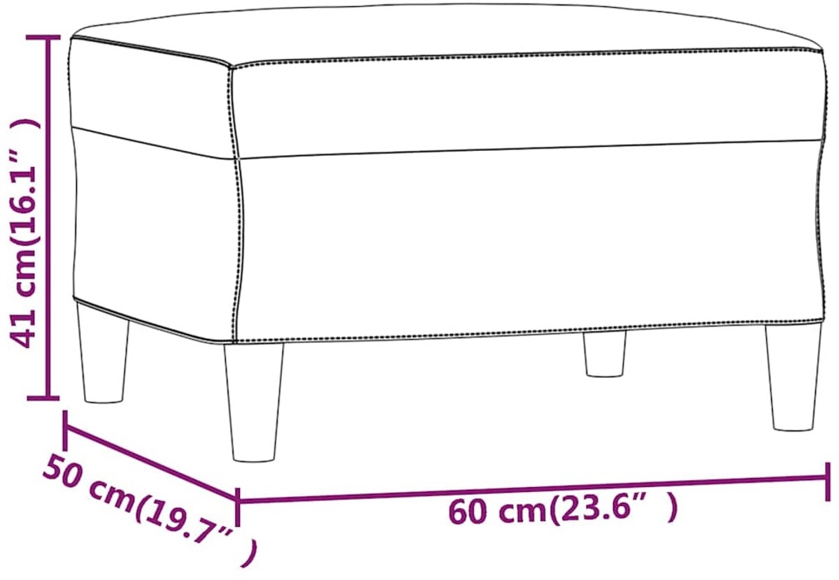 Voetenbank - krukje - 60x50x41 - cm - fluweel - zwart - Afbeelding 12
