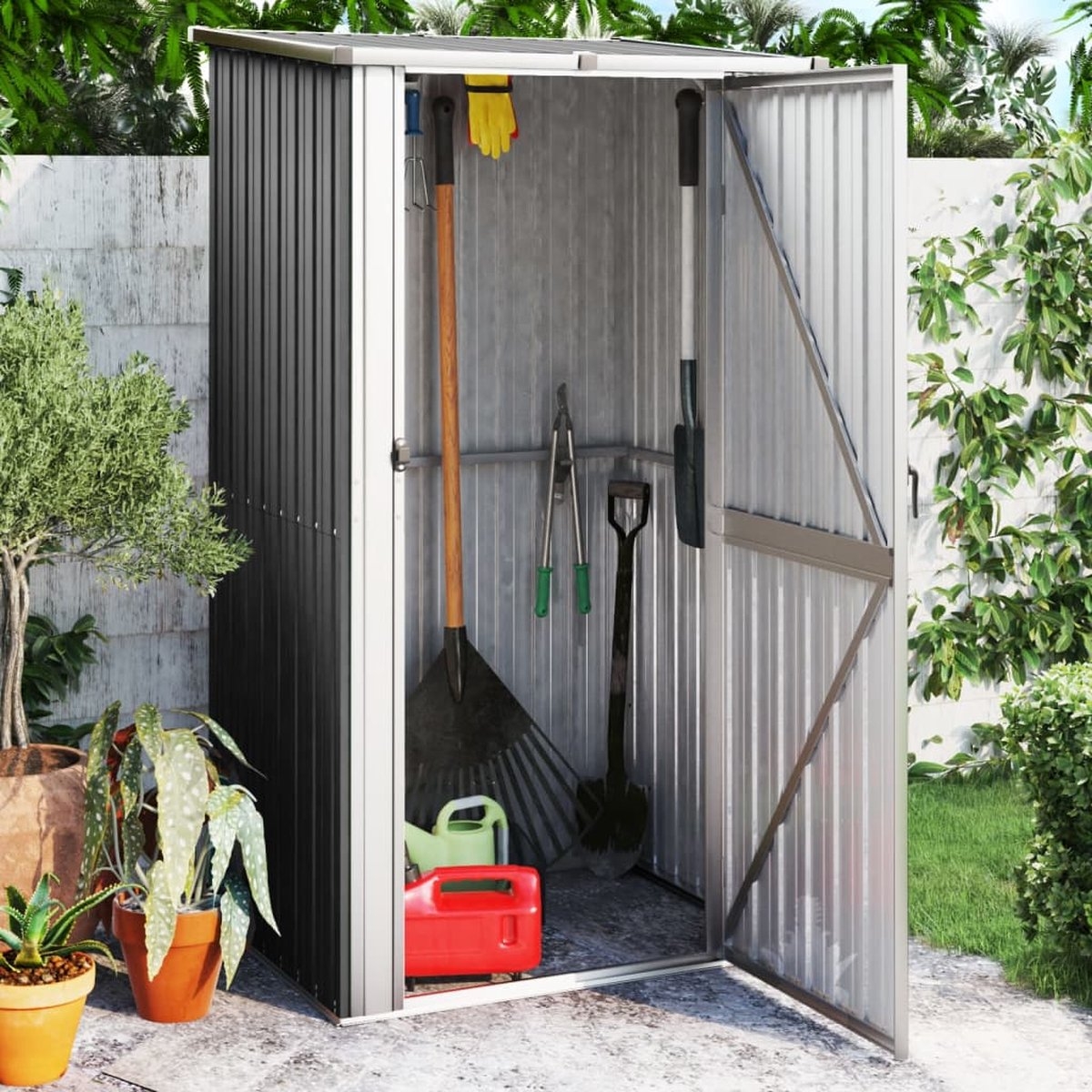 Tuinschuur - metaal - 118,5x97x209,5 - cm - gegalvaniseerd staal - antraciet - Afbeelding 7