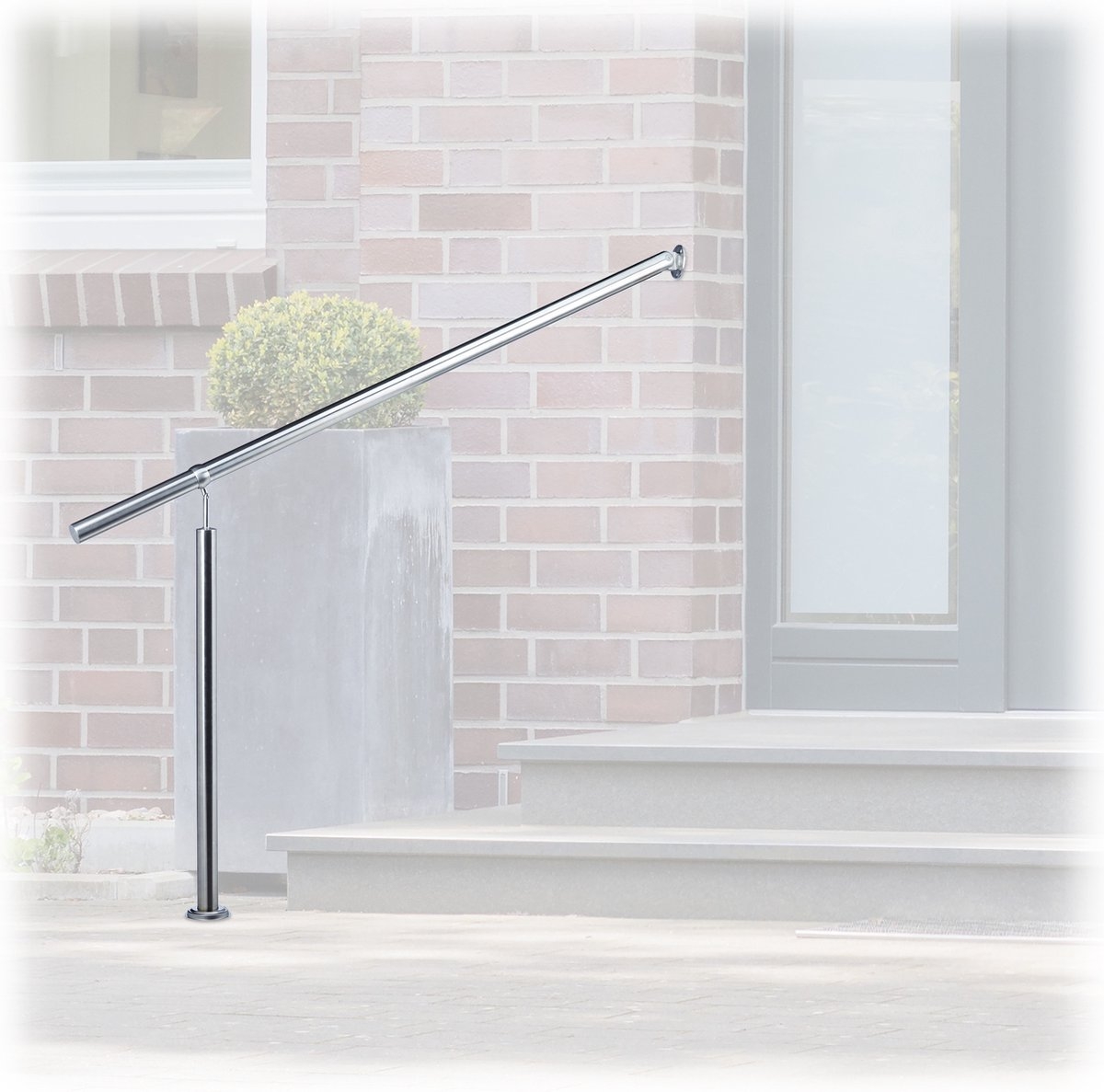 trapleuning voor buiten - 150 cm lengte - rvs - met wandhouder - Afbeelding 5