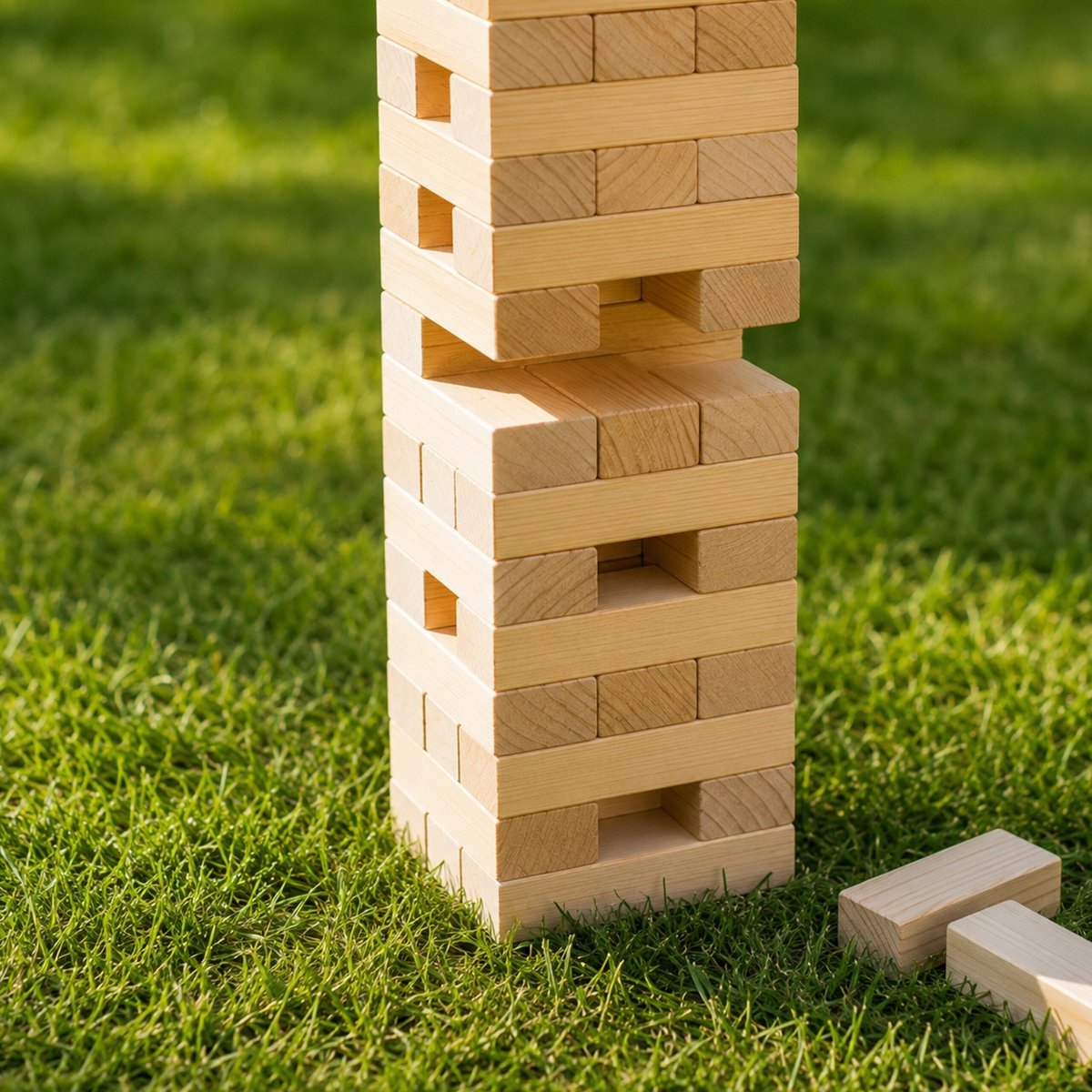Vallende toren XL 63 cm hoog - evenwichtstoren Jenga stijl - binnen en buiten - met tas - 54 blokken - Afbeelding 8