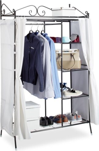 kledingkast COUNTRY - metaal - stof - 172 x 105 x 45 cm - garderobekast - zwart