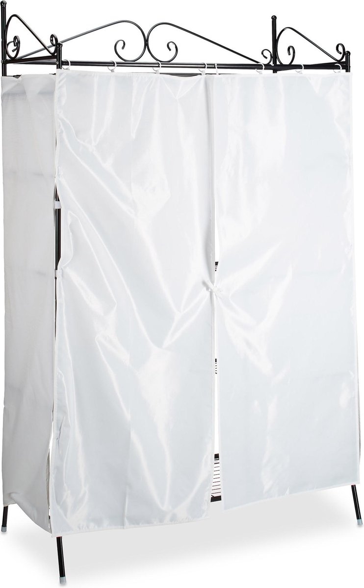 kledingkast COUNTRY - metaal - stof - 172 x 105 x 45 cm - garderobekast - zwart - Afbeelding 4