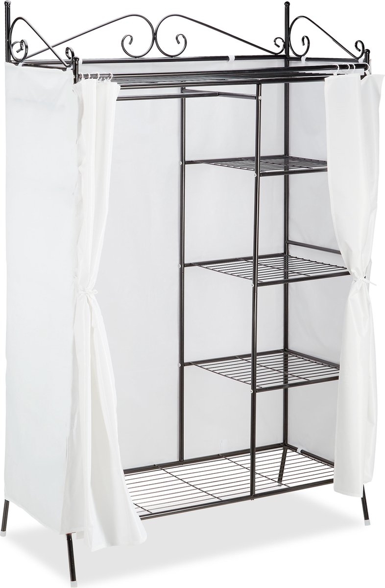 kledingkast COUNTRY - metaal - stof - 172 x 105 x 45 cm - garderobekast - zwart - Afbeelding 11