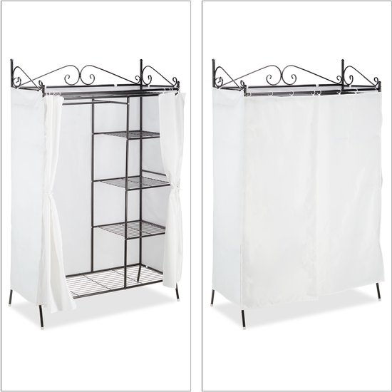 kledingkast COUNTRY - metaal - stof - 172 x 105 x 45 cm - garderobekast - zwart - Afbeelding 14