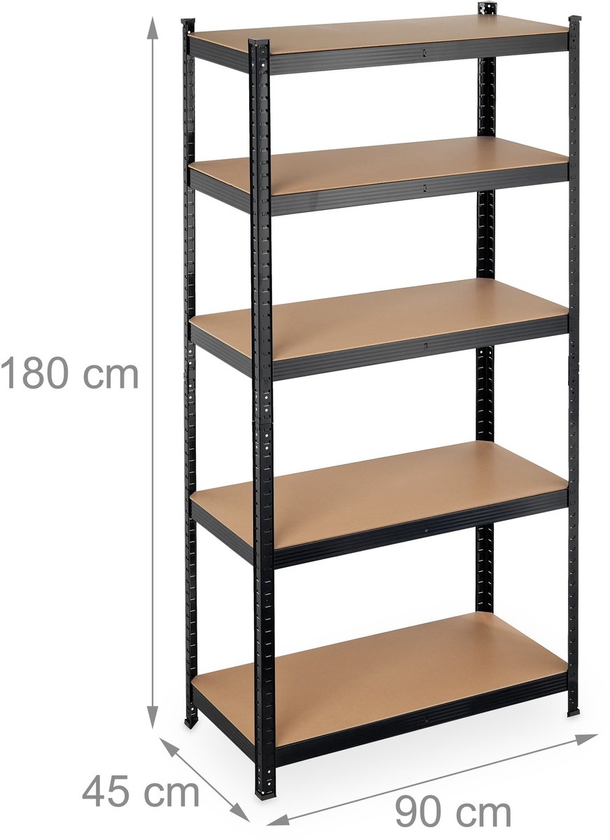 Stelling - stellingkast - opbergrek - 180x90x40 cm 5 Planken - 875 kg - Afbeelding 9