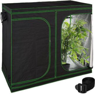 kweektent voor planten - thuiskweektent - 200 x 240 x 120 cm - reflectiefolie binnenin - verduisterend - zwart-groen